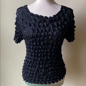 FC crinkle stretch black shirt blouse crop top